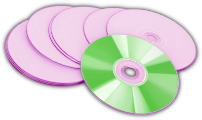 pink and green blank CDs